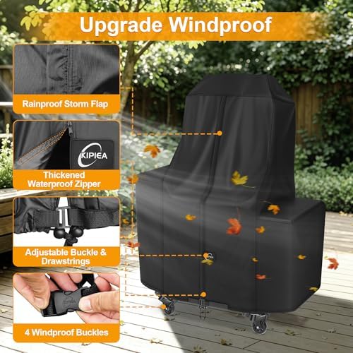 Kipiea 600D Pellet Grill Cover for Pit Boss Lockhart, Waterproof BBQ Smoker Cover, UV Resistant, No Tear, No Fading - Image 4