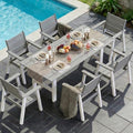 Outdoor Dining Set for 6, 7-Piece Patio Table and Chairs Set, HDPE Outdoor Dining Table and Chairs with Umbrella Hole, All-Weather Dining Furniture Set,White Grey by Polyhouz