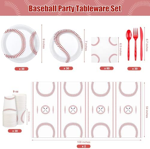 Kochorie 242 Pieces Baseball Tableware Set - Image 2