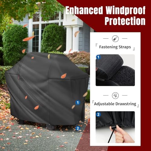 SHINESTAR 52-55" Grill Cover,Windproof with Magic Tape & Drawstring Bottom - Image 3