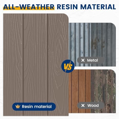 UPPATIO 79 Cu.Ft Outdoor Storage Shed,Vertical Resin Sheds with Shelf,Brown - Image 3