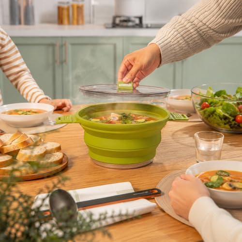 Restaurantware 2.5L Green Silicone Collapsible Pot, 20 Pack - Image 4
