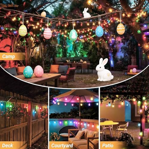 LAMPHOME 4-Pack 26Ft ST38 Outdoor String Lights, Multicolor Patio Lights with 48+4 ST38 Edison LED Shatterproof Colorful String Light for Outside Bistro Christmas Patio Party Decorations - Image 3
