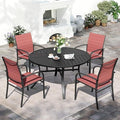 SUNSHINE VALLEY 5pc Patio Dining Set, 42" Round Table & 4 Red Chairs by SUNSHINEVALLEY