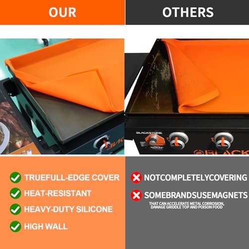 28in Premium Silicone Griddle Cover Mat for Blackstone Griddle 28 Inch - Hermetic Protection from Rust & Debris All Year, Fits All Blackstone 36 Inch Models - Food Grade Silicone(Orange) - Image 6