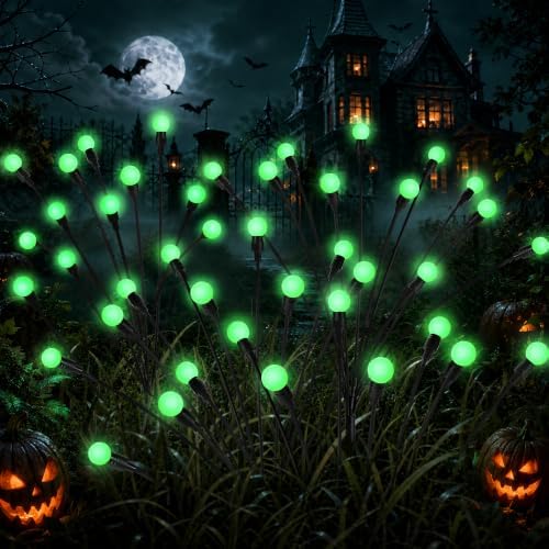 Solar Halloween Decorations (4Pcs 40LED), Green Halloween Solar Lights by PATIOPIA