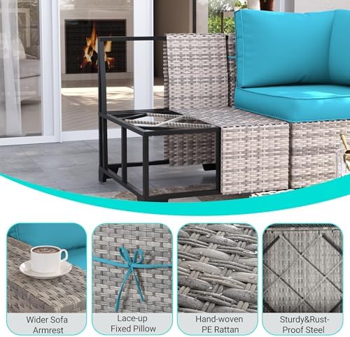 Outdoor Patio Furniture Set PE Wicker Rattan Outdoor Sectional Sofa - Image 3