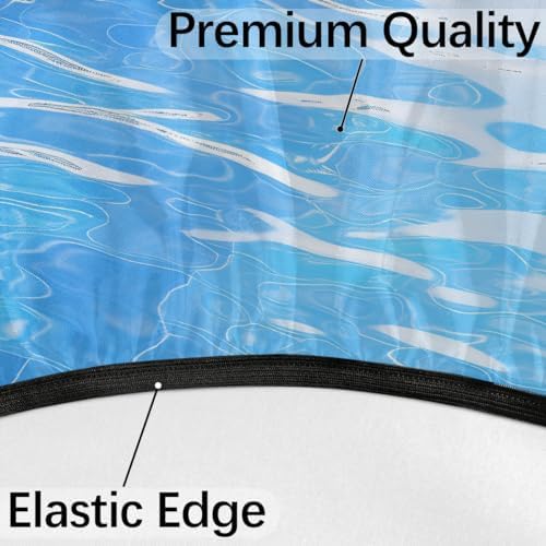 Fitted Round Tablecloth with Umbrella Hole and Zipper Ocean Outdoor Elastic Polyester Table Cloth 45"-56" Oil-Proof Waterproof Blue Water Patio Table Cover for Picnic Party - Image 4