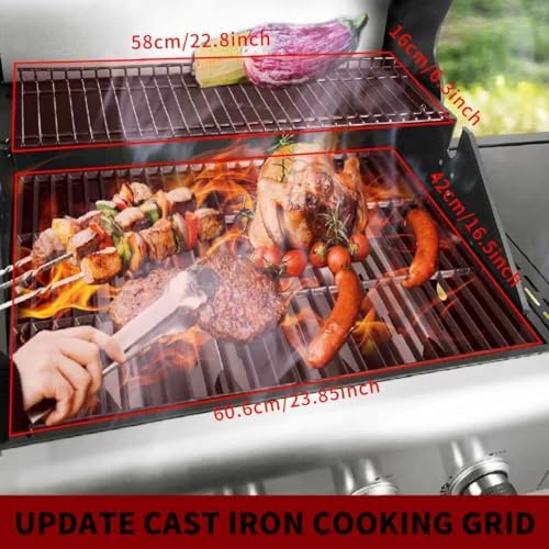 4-Burner Propane BBQ Grill 53000 BTU Stainless Steel Cast Iron Grate - Image 3