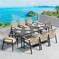 SUNSHINE VALLEY 9pc Patio Dining Set, 83" Metal Table & 8 Rattan Chairs by SUNSHINEVALLEY