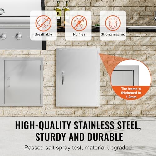 VEVOR BBQ Access Door, 27H x 20W Inch Stainless Steel Flush Mount Vertical Door with Handle for BBQ Island, Grilling Station - Image 3