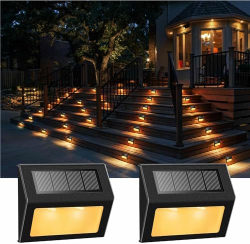 XLUX Warm White Solar Lights for Deck Step Fence, Black SST Housing, 2 Pack by %EF%BC%B8%EF%BC%AC%EF%BC%B5%EF%BC%B8