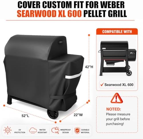 QuliMetal Grill Cover for Weber Searwood XL 600 Pellet Smoker Grill - Image 2