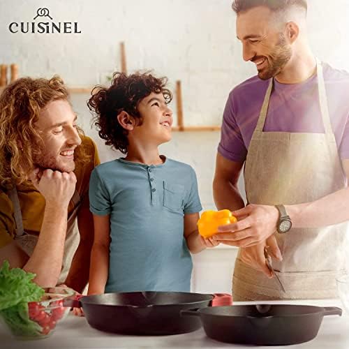 Cast Iron Skillet Set - 10" + 12"-Inch Dual Handle Frying Pans + Silicone Handle Holder Covers + Pan Scraper - Pre-Seasoned Oven, Grill, Stovetop, Induction Safe Kitchen Cookware - Indoor/Outdoor Use - Image 5