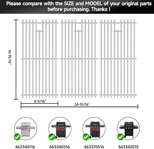 3pcs Stainless Steel Grill Grates for Charbroil, 16.94" x 24.94'' - Image 2