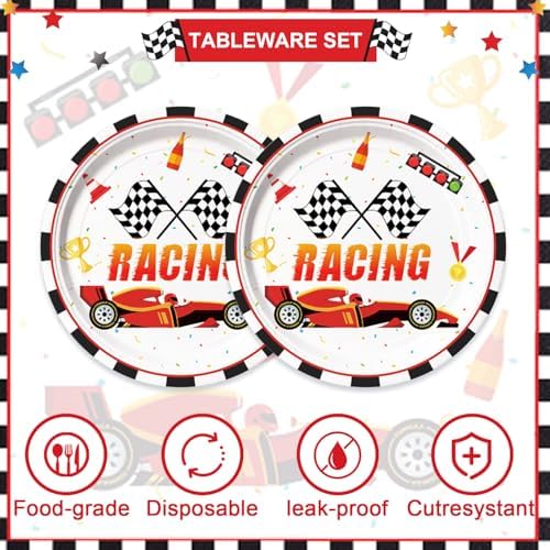 40pcs Race Car Plates and Napkins, Race Car Birthday Party Decorations for Race Car Theme Birthday party supplies - Image 4
