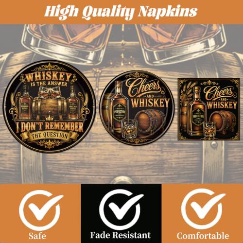 Whiskey Birthday Party Plates Napkins Decorations for Men Set 96PCS - Image 3