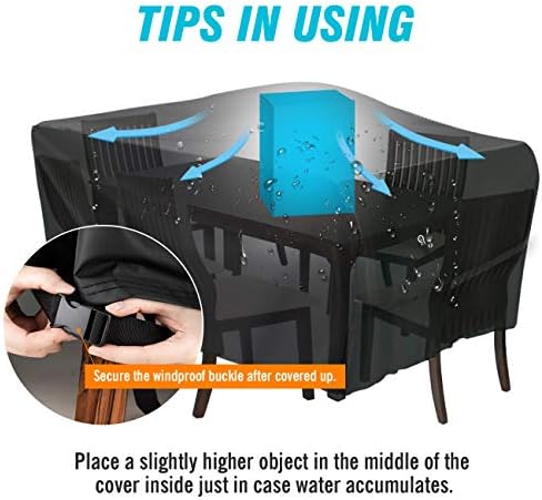 Velway Patio Furniture Cover Outdoor, Waterproof Rectangular Patio Table Chair Sofa Set Cover, 78”Lx63”Wx27”H, All Weather Oxford Tear-Resistant Material with Zipper Carrying Bag Windproof Buckles - Image 5