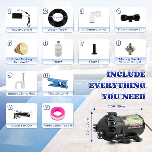 Moongiantgo Outdoor Misting Cooling System with Pump Kit, 82ft Pipe - Image 6