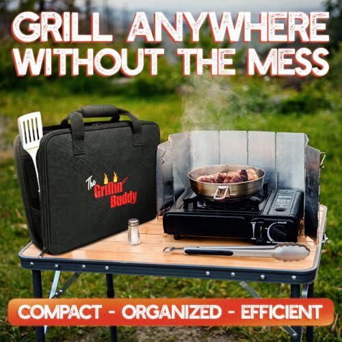 The Grillin' Buddy Grill Organizer|BBQ Accessories Storage Case|Water&Fireproof Carrying Bag| Multiple Compartments for Grill Tools, Spices & Sauces, Tailgating, Camping, RV, Boating & Backyard BBQ - Image 5