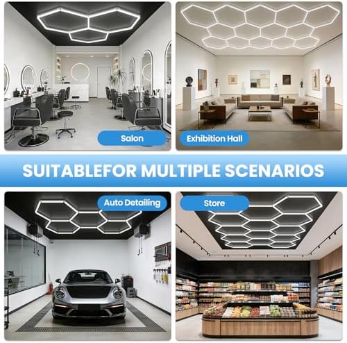 Hexagonal Garage Lights, Ultra-Bright Garage Ceiling LED Lights, 1-Pack 6500K, Suitable for Gyms, Basements, Warehouses, Auto Detailing Shops - Image 7