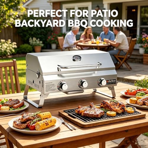 ONLYFIRE GRILLS Tabletop Gas Grill 3-Burner, Portable Propane BBQ Grill - Image 5