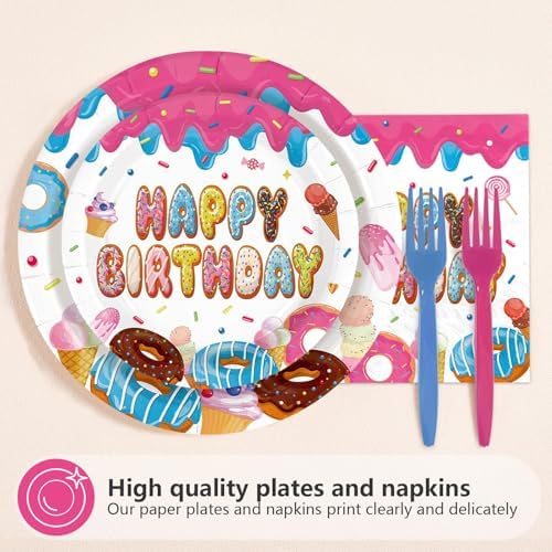 96Pcs Summer Ice Cream Birthday Party Decorations for Girls, Serves 24 - Image 3