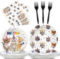 Birthday Party Plates 50 Pcs Cat Birthday Plates And Napkins Combination by Exquisitehighqualitypartydecorationstomeetyoureveryneed%EF%BC%81