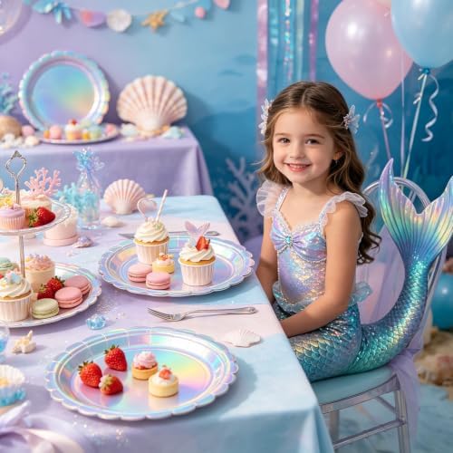 NatNarr 30 Pack Iridescent Plates, 7" Holographic Dessert Cake Plates - Image 5