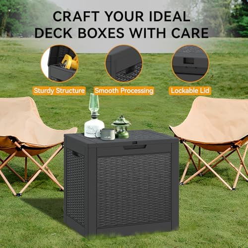 KAMABOKO Outdoor Storage Box, 31 Gallon Deck Box Outdoor Waterproof Small - Image 4