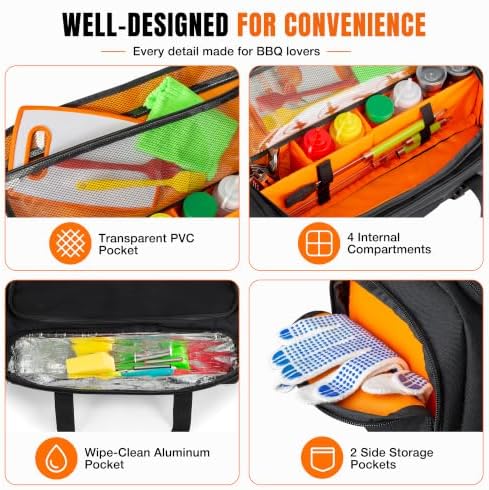 HODRANT Camp Grill Tool Storage Bag, Portable BBQ Utensil Case with Divider - Image 2
