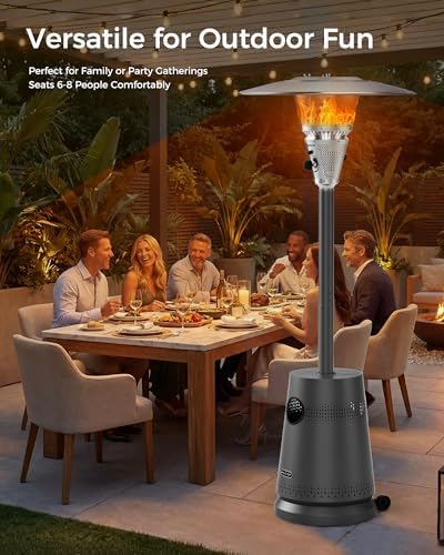 50,000 BTU Patio Heater for Outdoor Use, Portable Propane Patio Heater with Wheels, Stainless Steel Burner for Porch, Deck, Garden, Commercial (Black) - Image 3