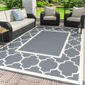 GENIMO Outdoor Rug, Waterproof Plastic Rugs for Patio, 6'x9' Grey White by GENIMO