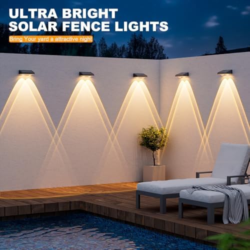 NIORSUN Solar Fence Lights,16 Pack Deck Light,Led Lights Warm White Outdoor Wall Lights,IP45 Solar Powered Light Waterproof for Backyard/Pool/Railing/Patio/Porch/Step/Outside/Garden (Black) - Image 2