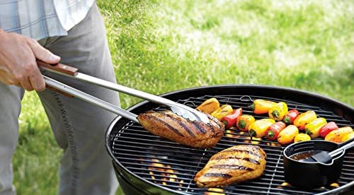 Outset QB22 Locking Stainless Steel Grill Tongs Extra Long 22", Rosewood Handles - Image 2