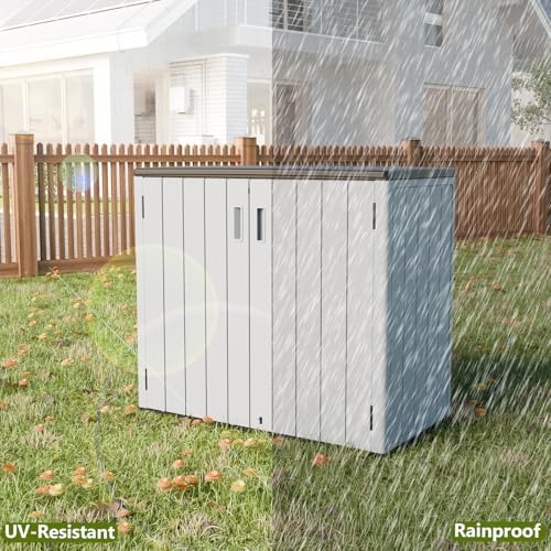 HOMSPARK 37 Cu.Ft Outdoor Storage Shed Weather Resistant, Multi Functional | Double-Wall Resin Storage Sheds & Outdoor Storage Box Waterproof for Backyard Garden Patio Lawn (Light-Grey) - Image 6