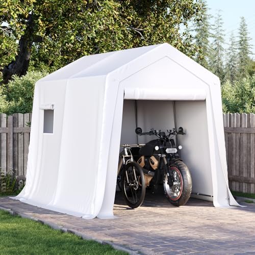 Aoxun 6x8x7 FT Outdoor Portable Storage Shed Tent for Motorcycle,White by Aoxun
