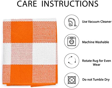 IOHOUZE Fall Buffalo Plaid Door Mat 27.5x43, Washable, Orange White - Image 5
