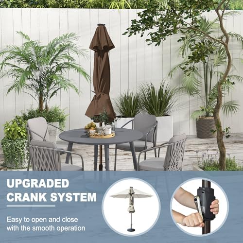 EliteShade USA 10-Year-Non-Fading 10ft Market Patio Umbrella, Commercial Grade Table Sun Umbrella with 80 Solar LED Lights, Crank Open, Windproof & UPF 50+ UV Protection for Garden, Deck, Pool, Backyard, No Tilt, Chestnut - Image 4