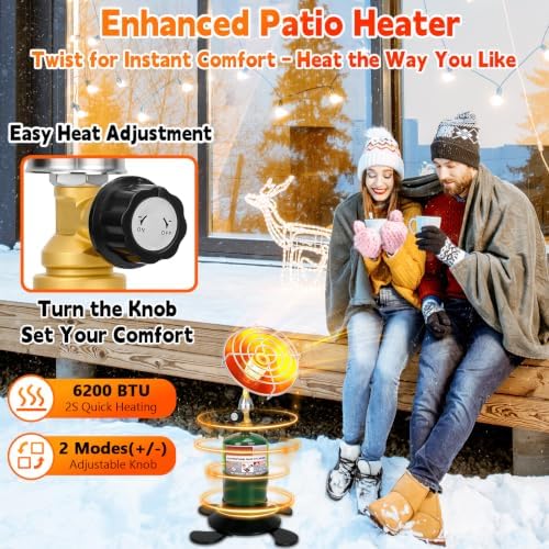 Portable Propane Heater for Camping, Outdoor Small Space Patio Heater with Control Valve, Radiant Cordless Tent Heaters with Foldable Gas Tank Holder for Hiking Ice Fishing Hunting Backyard - Image 3