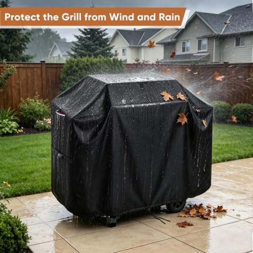 Grill Cover for HAPPYGRILL Charcoal Grill with 2 Side Tables, BBQ Cover - Image 6