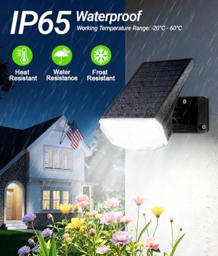 LETMY Solar Spot Lights Outdoor Waterproof IP65, 104 LEDs Outdoor Lights, 2-in-1 Auto On/Off Solar Powered Spotlights, Outdoor Solar Lights for Yard, Garden, Pathway & Wall, 4 Pack, Cool White - Image 5