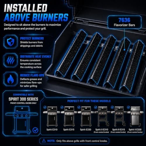 15.3" Flavorizer Bars for Weber Spirit 300 and GS4 Spirit II 300 Series E310 E320 E330 S310 S320 S330 with Front Control, Spirit e310 Grill Parts, Heat Plates Replacement for Weber 7636 69797 68843 - Image 3
