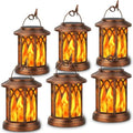 KOOPER 6 Pack Solar Lantern Outdoor Lights, Upgraded Flickering Flame Solar Lanterns Outdoor Waterproof, Auto ON/Off Lanterns Decorative Outdoor, Hanging Lantern for Yard Patio Garden Decor (Copper) by KOOPER