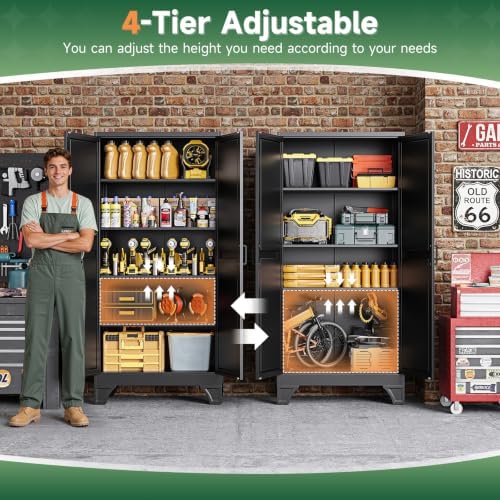 Letaya Metal Garage Storage Cabinets,76"Tall Large Tool Steel Lockers,Black - Image 5