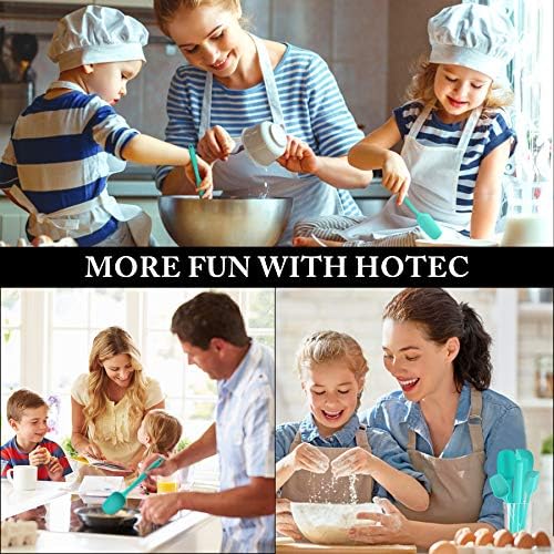 HOTEC 600℉ Heat Resistant Silicone Rubber Spatula Set, Aqua Sky, Set of 5 - Image 7