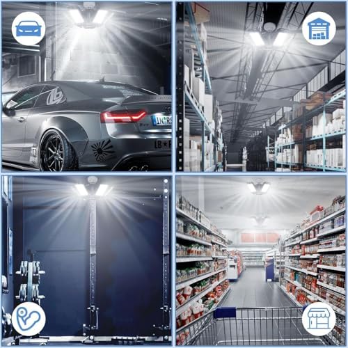 Aoretic LED Garage Lights 4 Pack -180W, 18000LM 6500K Led Shop Light with 6+1 Deformable Panels, Basement Barn Light Garage Ceiling Lights, E26/E27 for Garages, Warehouse, Shop - Image 7