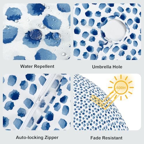 LVTXIII Rectangle Outdoor Tablecloth with Umbrella Hole and Zipper, Water-Repellent 60 x 84 Inch Patio Table Cover for Picnic, Garden, Backyard Dining, Brush Blue - Image 4