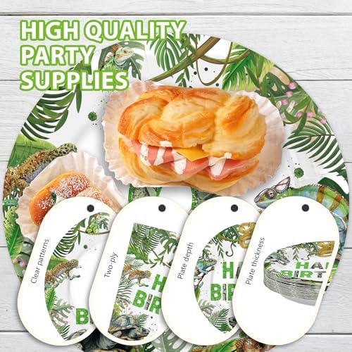 96Pcs Reptile 6th Birthday Tropical Wild Decorations, Serve 24 - Image 6