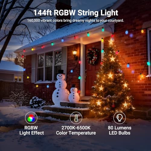 NEEWER NR01 144ft Outdoor String Lights App Control Smart AI RGB IC W Light - Image 2